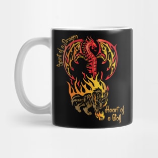 Spirit of a Dragon and the Heart of a Wolf in a Tribal / Tattoo Art Style Mug